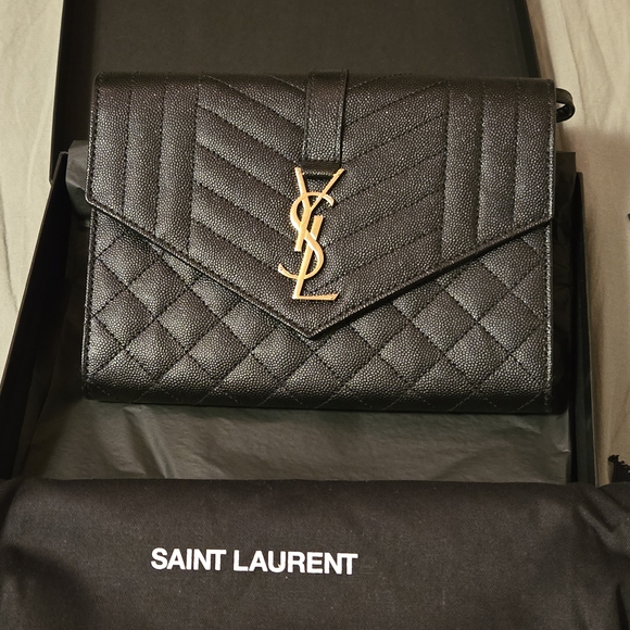 Saint Laurent Black Quilted Leather Clutch - Picture 10 of 16